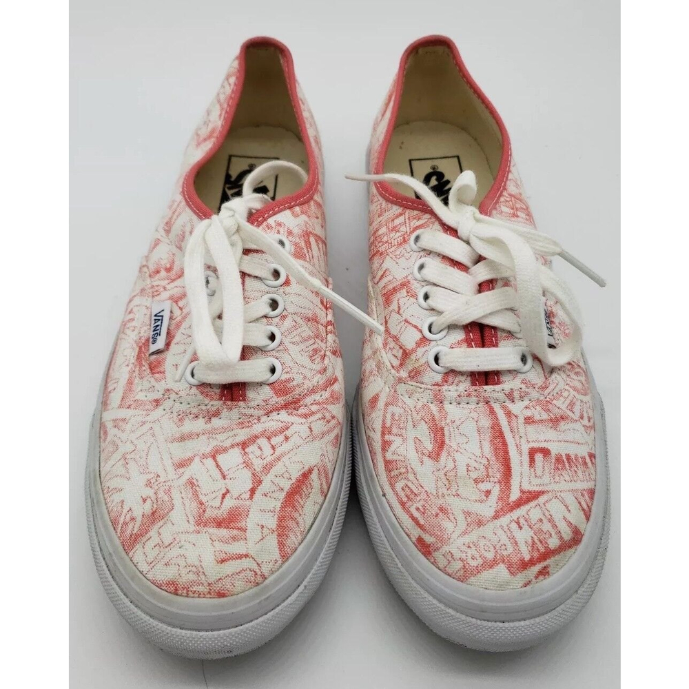 Vans Van Doren Low Top Georgia Peach California Sign Print Womens Size 7.5 M EUC